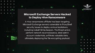 Weekly Ransomware Roundup : Microsoft Exchange Servers Hacked to Deploy Hive Ransomware