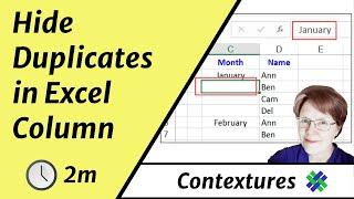 Hide Duplicate Entries in Excel Column - Cleaner Look