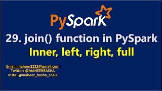 29. join() function in PySpark | inner, left, right, full Joins | Azure Databricks #pyspark #spark