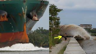 The Curve When The Container Ship Passed Created Big Waves