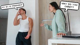 GETTING MAD THAT MY EX IS PREGNANT!! *PRANK ON FIANCE*