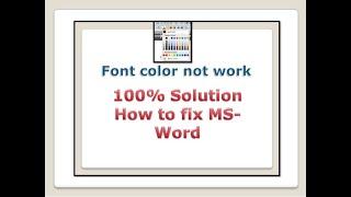 Solved How to Enable Font color not work in Ms word