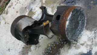 How to remove stuck pistons from an engine block. Saving a seized engine from the scrap yard part 1