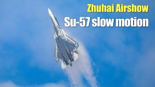 Su-57 slow motion flying in Zhuhai Airshow