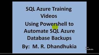 SQL Azure - Using Powershell to Automate SQL Azure Database Backups