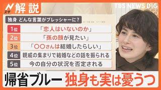 帰省は憂うつ？“義実家”から「いつ来る？」連絡の嵐に、寝てるだけの夫　“プレッシャー”で独身も憂うつに【Nスタ解説】｜TBS NEWS DIG