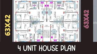 4 Unit House plan | চার ইউনিট প্লান ডিজাইন | New 4 unit plan
