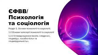 ЄФВВ психологія та соціологія. 2.3 Співвідношення понять «людина», «індивід», «особистість»....