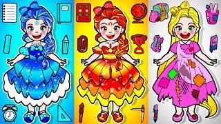 [paper dolls] Ice vs Fire Elsa Frozen and Dress Design Contest | Rapunzel Family 놀이 종이