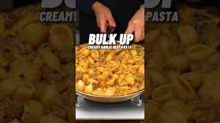 THE BEST Bulking Meal Prep, Creamy Garlic Beef Pasta, OVER 1000 calories with 72g Protein 