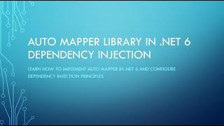 How to use .NET 6 AUTOMAPPER dependency injection