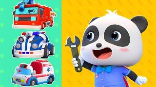 Let's Repair the Police Car Song | Monster Trucks | Nursery Rhyme & Kids Song | BabyBus - Cars World