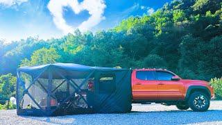  MEN'S COUPLE CAMPING!  SO LOVELY RED TRUCK / Toyota Tacoma / Cozy & Relexing ASMR