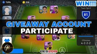 Giveaway account #2 Gaming Agent Account giveaway Pes 2019 mobile