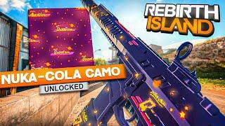 USING the NEW NUKA-COLA CAMO on REBIRTH ISLAND WARZONE!