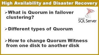 Quorum in Failover Cluster | How to Change Disk Witness in Quorum from one drive to other || Ms SQL