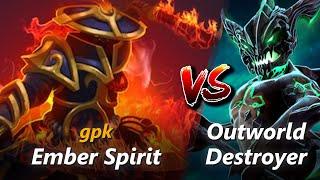 How to Ember Spirit mid vs Outworld Destroyer (feat. gpk) | First 10 minutes