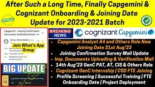 Good News, Capgemini Cognizant Latest Onboarding Joining Date 31st Aug'23 Joining Survey BGV Process