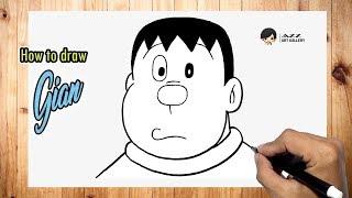 How to draw Gian from Doraemon