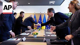 Zelenskyy holds talks with EU leaders in Brussels, Belgium