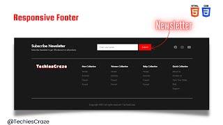 Responsive Footer with Newsletter using HTML & CSS | TechiesCraze | Code Scientist