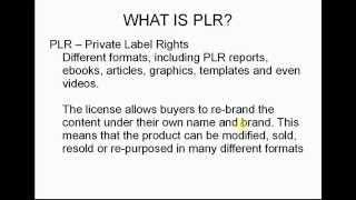 02- PLR Profits Video Course - "What is PLR"