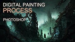 Digital Painting - Dark Fantasy II Landscape Concept Art - Timelapse