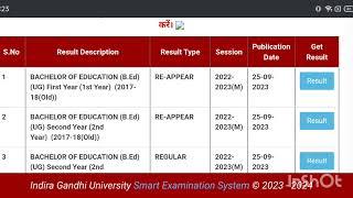 IGU B.Ed 2nd year result declared 2023 | Indira Gandhi University result declared result कैसे देखें