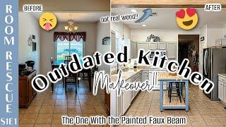 Outdated KITCHEN MAKEOVER 2024 :: Budget Dining Room & Kitchen Transformation | ROOM RESCUE S1E1