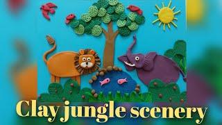 How to make jungle scene using clay /clay modelling/clay animals/clay forest