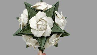 Origami Flower Ball | Origami Star Ball + Paper Rose