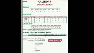 Calendar Shortcut method|#All compitative exams|#TTV facts