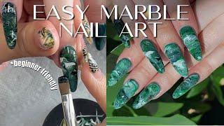 EASY GEL MARBLE NAIL ART | Beginner friendly marble nails using airbrush | Nail art tutorial