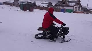 самодельный снегоход с мотором от мотоблока, динамика.