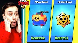 FAKİR HESABA 7 TANE ÜCRETSİZ MEGA KUTU VE 42 TANE STAR HEDİYESİ GELDİ  - BRAWL STARS