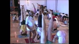 B.K.S. Iyengar Shows Fingers in Headstand