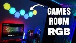 Govee Glide Hexa Light Panels Install. AWESOME Games Room RGB
