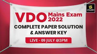 VDO Mains Exam 2022 Complete Paper Solution | Answer Key |Gram Vikash Adhikari Paper Analysis 9 July