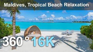 Maldive Paradise. Tropical Beach Relaxation. 360 video in 16K.