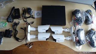 Unboxing and setup of A-ZONE 4CH Coaxial Home Security Camera System 1080P DVR 4 x HD 1.3MP 960P