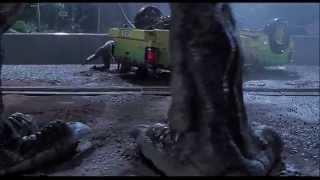 Jurassic Park (1993) Scene: Over the Ledge/T-Rex Attack.