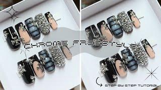 Chrome Freestyle Nails | CyberPunk EGirl Nails