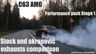 Mercedes C63 AMG sound battle: Stock VS Akrapovic Titanium FULL COMPILATION (HD audio and burnout)