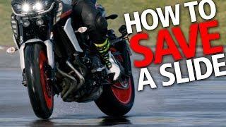 How to save a motorcycle rear wheel slide | Bike riding advice | Don't crash!