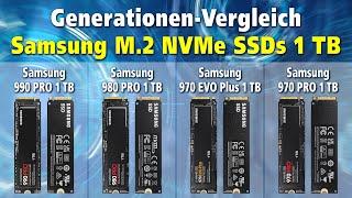 Generationen-Vergleich Samsung M.2 NVMe SSDs 1 TB