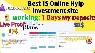PlayBot .cc Best 1$ hourly hyip investment site! Earn 15% hrly for 10hrs #hyipsdaily #playbot #HYIP