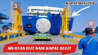 KAPAL MOSNTER TRUCK ELIT NAIK KAPAL SULIT DI PELABUHAN MERAK