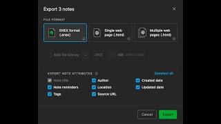 Export notes as ENEX or HTML files in Evernote