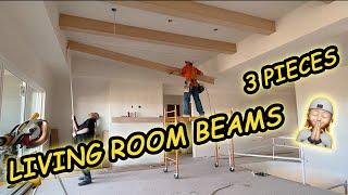 Installing Box Beams in Living Room: Easy DIY Home Improvement Ceiling Project, Faux Wood Beams