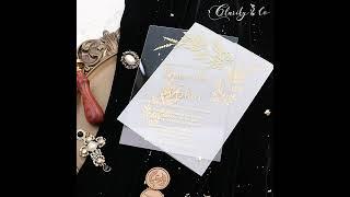 19 Gold acrylic wedding invitations for modern wedding